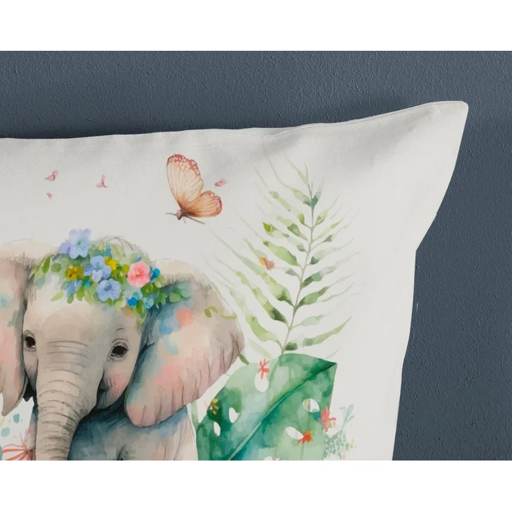 Good Morning Renforcé Bettwäsche 135 X 200 cm + 1- 80 X 80 cm Eli flowers with an elephant bunt – Bild 3