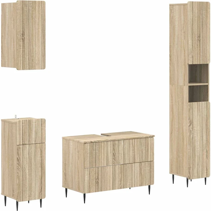 vidaXL 4-teiliges Badezimmer-Schrank-Set ZWOLLE Sonoma-Eiche 3417920 – Bild 2