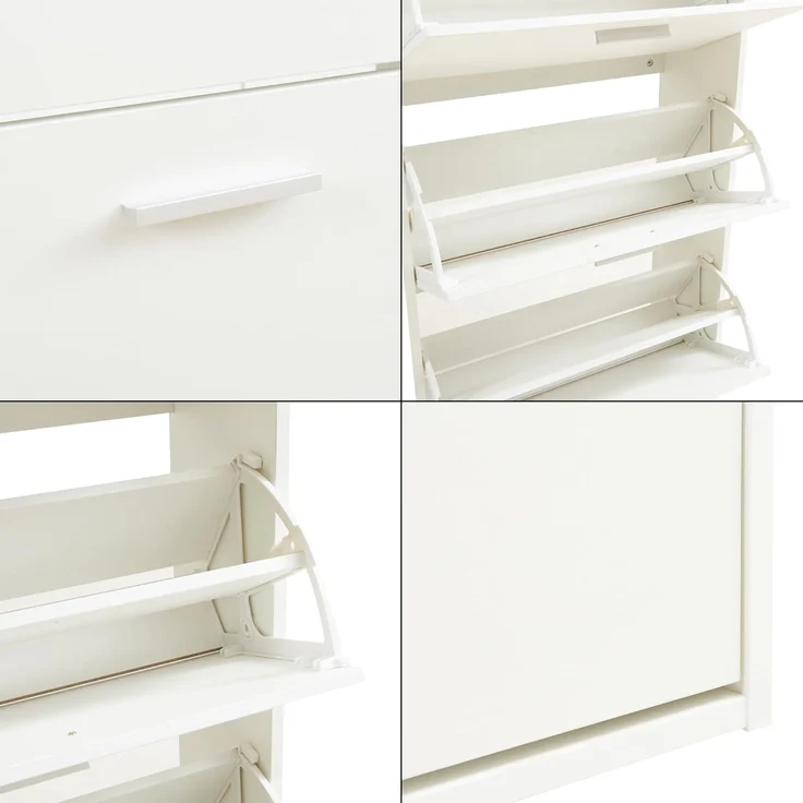 Schuhschrank Sykkylven 169x60x24 cm mit 5 Klappen Weiß [en. casa] – Bild 7