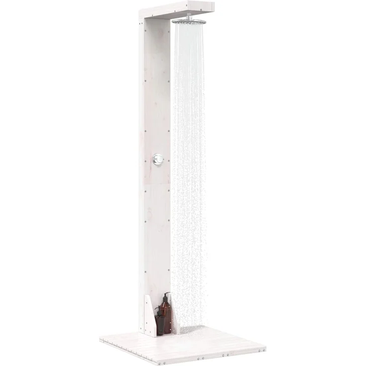 vidaXL Gartendusche 210 cm Massivholz Kiefer und Edelstahl Weiß 886357 – Bild 3