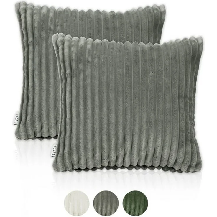 Lycce Dekokissen Kissenbezug Deluxe aus extra breitem, flauschigem Cordstoff 50x50cm – Bild 4