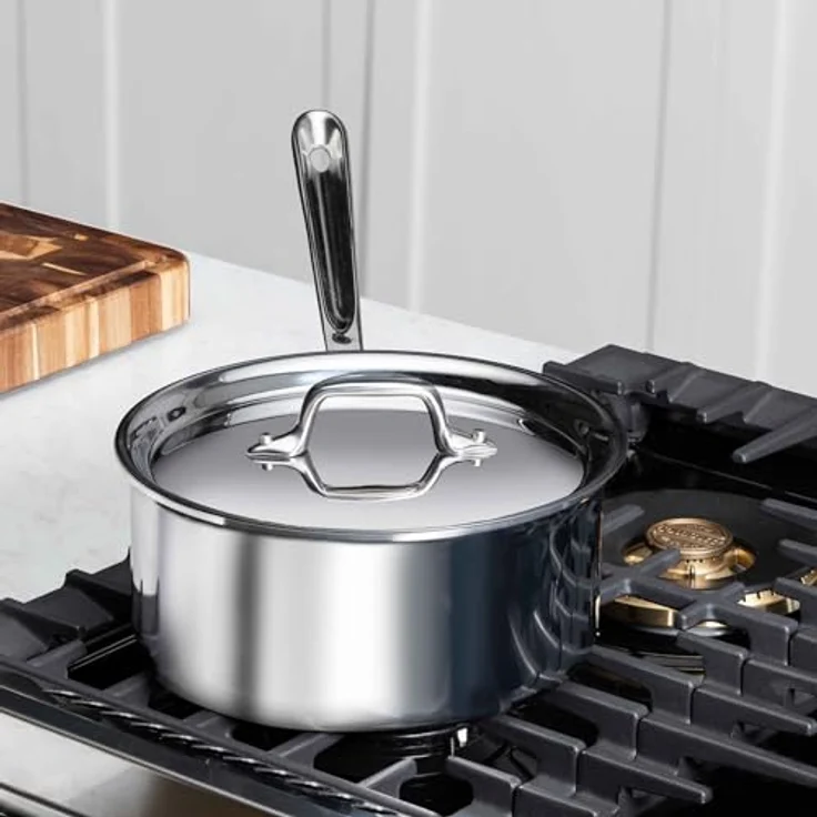 All-Clad 4201. 5 Stainless Steel Tri-Ply Bonded Dishwasher Safe Sauce Pan with Lid Cookware, 1. 5-Quart, Silver – Bild 5