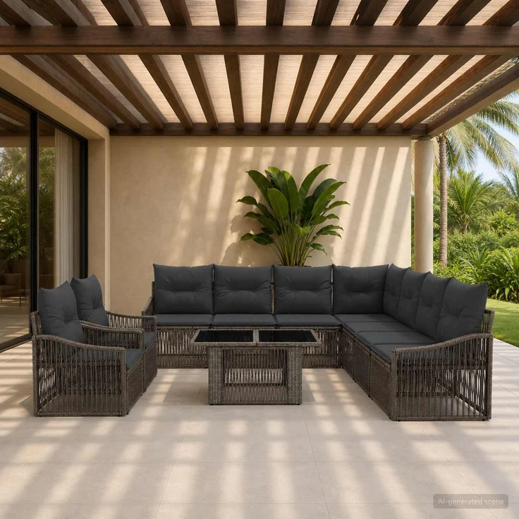 vidaXL Gartensofa-set 10 stk. Grau und Dunkelgrau 100 x 55 x 73 cm 3437270 – Bild 1