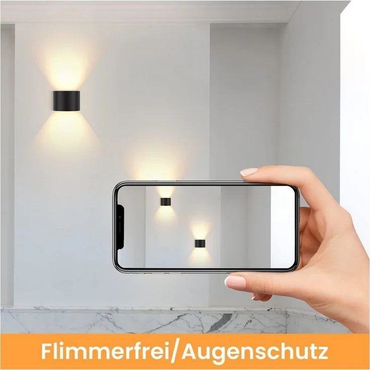 Nettlife Wandleuchte Schwarz Modern Wandlampe Up Down Strahl Warmweiß, Warmweiß, Schlafzimmer Wohnzimmer – Bild 1