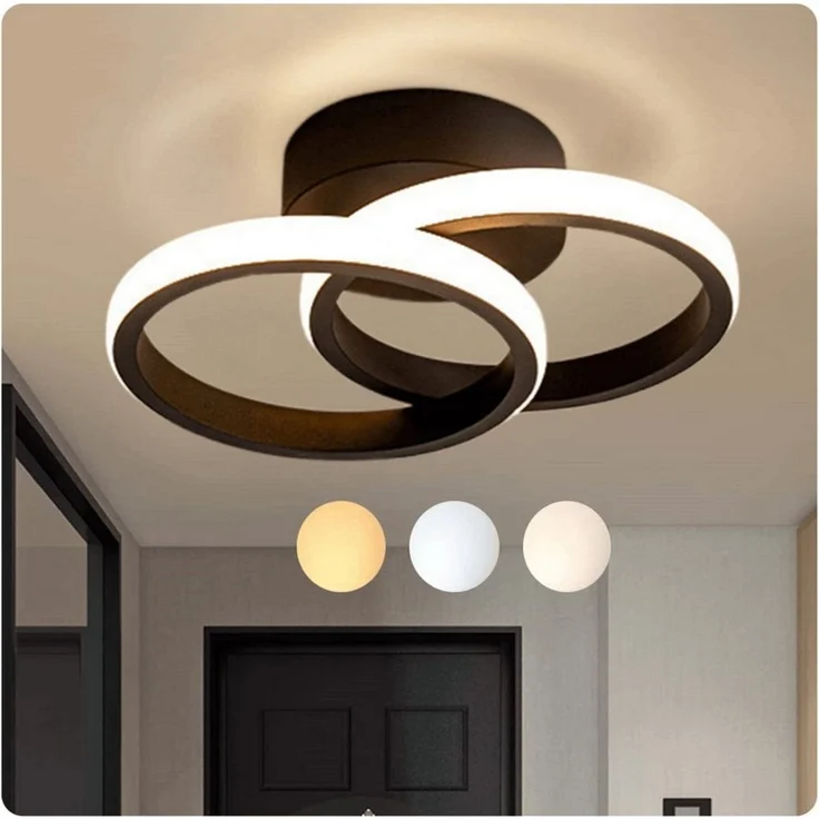 Forrlite Deckenleuchten LED Dimmbar Deckenleuchte 3-Farbige Decken-Lampe, LED fest integriert, Warmweiß, Neutralweiß, Kaltweiß, Wohnzimmer Flur Eingang – Bild 1