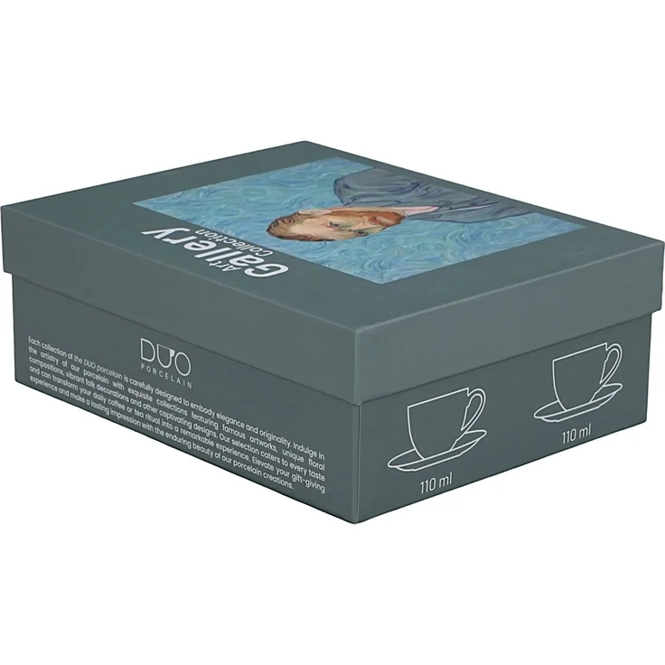 DUO ART GALLERY 2er-Set Espressotasse mit Untertasse PORTRAIT OF Van Gogh, New Bone China Porzellan – Bild 7