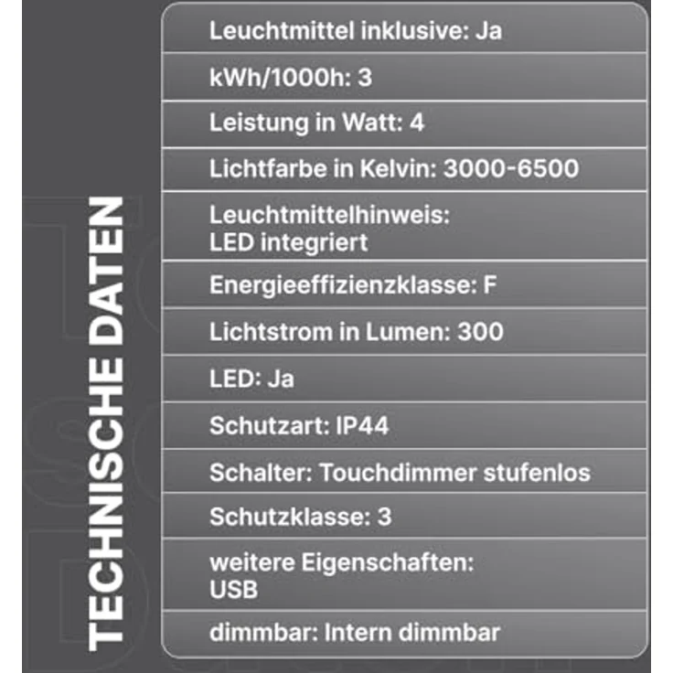 Brilliant Xaana LED-Tischlampe - Alu gebürstet, Höhenverstellbares Produkt, touch dimmer stufenlos, IP44 spritzwassergeschützt, 37 cm hoch, USB aufladbar, für den Innen- und Außenbereich – Bild 7