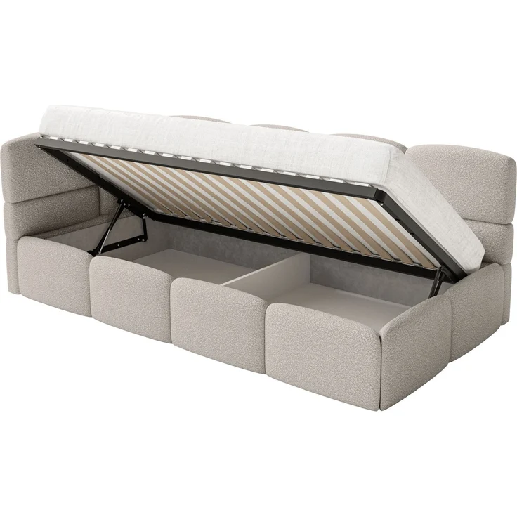Selsey 'Cloudy' Jugendbett links, Matratze & Rausfallschutz, Bouclé Greige, 90x200 cm – Bild 4