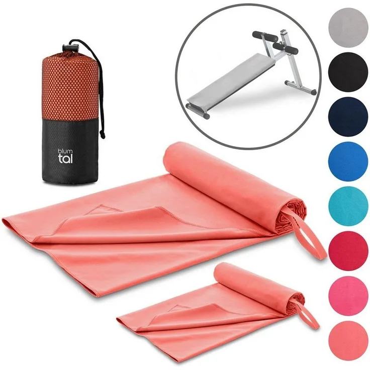 Blumtal Handtuch Fitness Handtuch im 2er Set, Mikrofaser Sporthandtuch Fitnessstudio, Mikrofaser (2-St), 80 x 40 cm