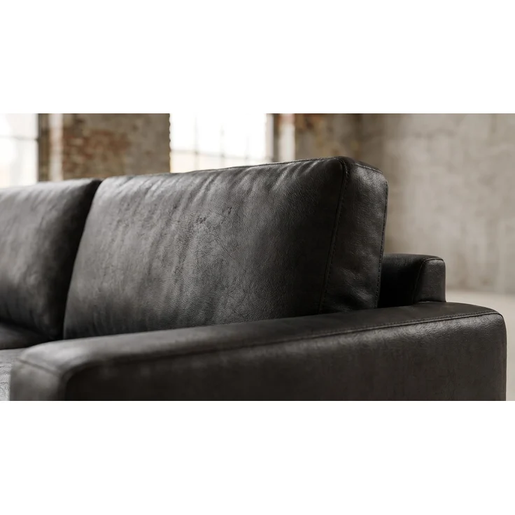 KAWOLA Sofa MARLIN Ecksofa Lederfaserstoff schwarz Longchair rechts 80 x 168 x 262 cm – Bild 8