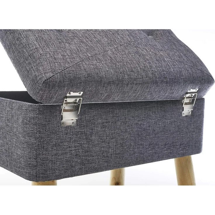 Kobolo Sitzhocker Kofferhocker Polsterhocker aus Textil in hellgrau (1 Stück) – Bild 9