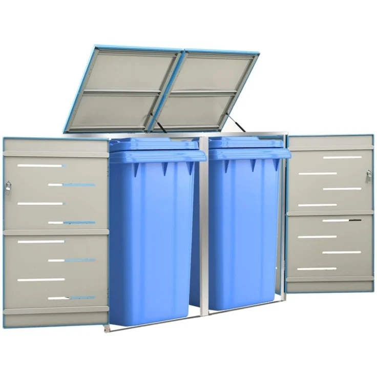 vidaXL Mülltonnenbox für 2 Tonnen 138x77,5x112,5 cm Edelstahl 149567 – Bild 1