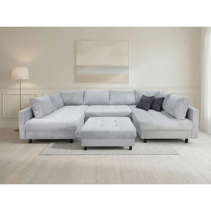 OTTO home Wohnlandschaft Antonia U-Form, B: 298 cm, inkl. Hocker, Federkernpolsterung, extra große Liegefläche, 282x178cm, inkl. 3 Zierkissen – Bild 1