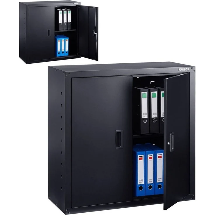 Arebos Aktenschrank Büroschrank Lagerschrank Materialschrank 90x90x40cm – Bild 5