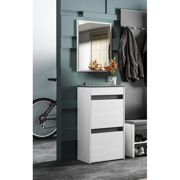 Garderobe "Hyga" Flurgarderobe 2-teilig Pinie weiß anthrazit