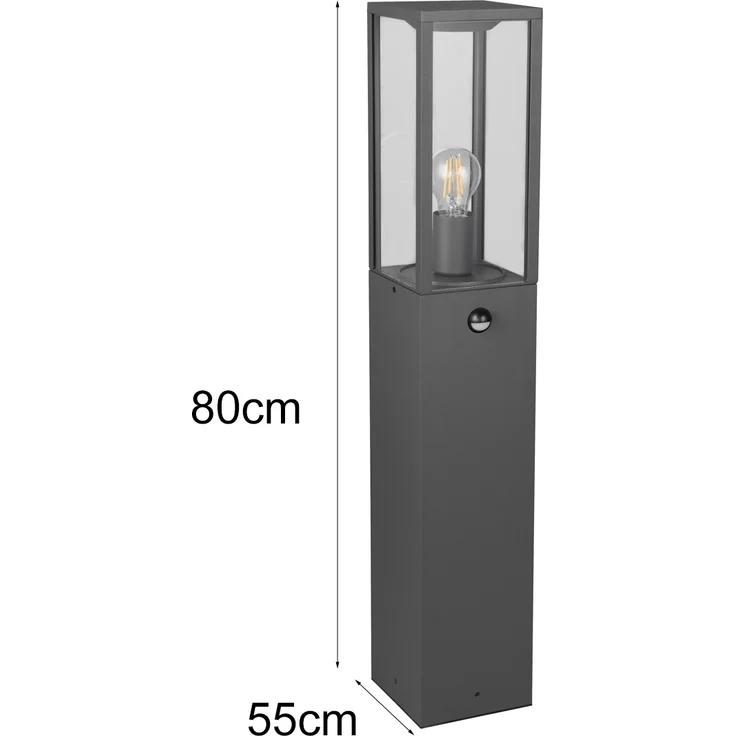LED Pollerleuchte mit Bewegungsmelder in Anthrazit, Höhe 80cm – Bild 4