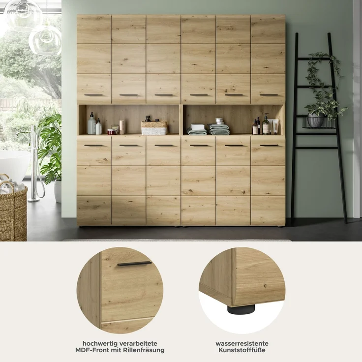 Badkombination (B/H/T: 180x185x30 cm) in Artisan Oak Nachbildung und Artisan Oak Nachbildung – Bild 14
