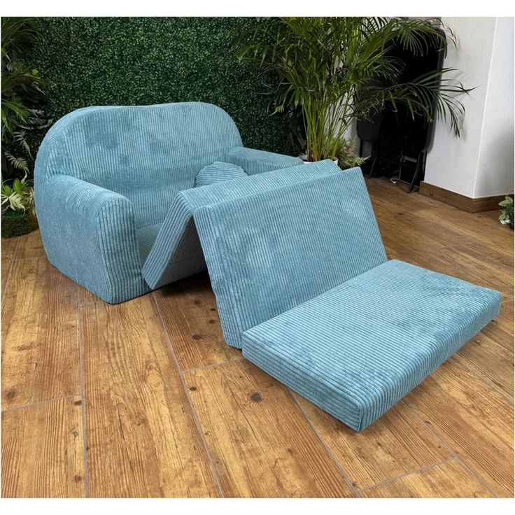 FORTISLINE Kindersofa Kindersofa Rosalia Ausklappbares Sofa aus Cord mit Verlängerung – Bild 2