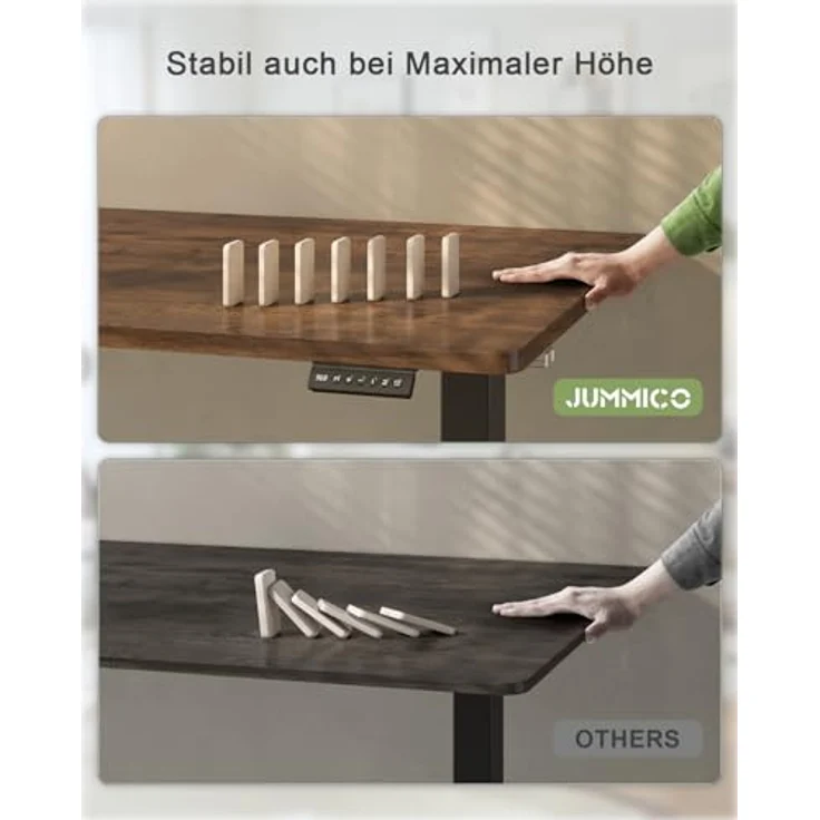 JUMMICO höhenverstellbarer elektrischer Schreibtisch mit USB-Ladeanschluss, Braun, 110x53 cm – Bild 7