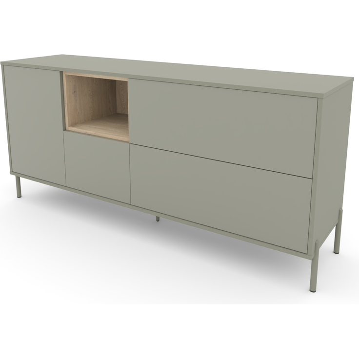 Sideboard HYGGE mit 1 Tür, 3 Schubladen, 1 offenes Fach, Salbei Grün