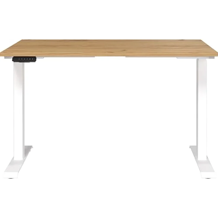 Germania Schreibtisch 7907-242, in Navarra-Eiche-Nb./Weiß, EL. höhenverstellb, 120 x 120 x 80 cm (BxHxT) – Bild 4