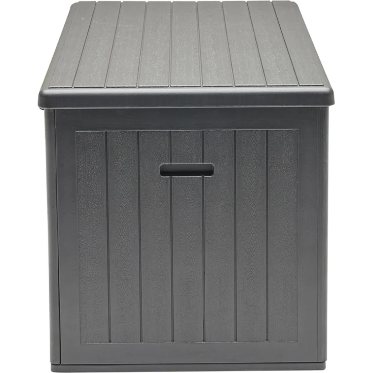 Aufbewahrungsbox Lilo Kissenbox Gartentruhe 140x70 cm Holzmaserung Schwarz – Bild 4