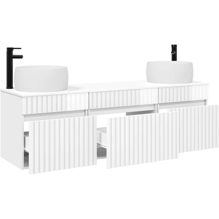 vidaXL Badezimmerschrank-Set 3 stk. Hochglanz Weiß 157 x 44,5 x 80 cm 3405771 – Bild 3