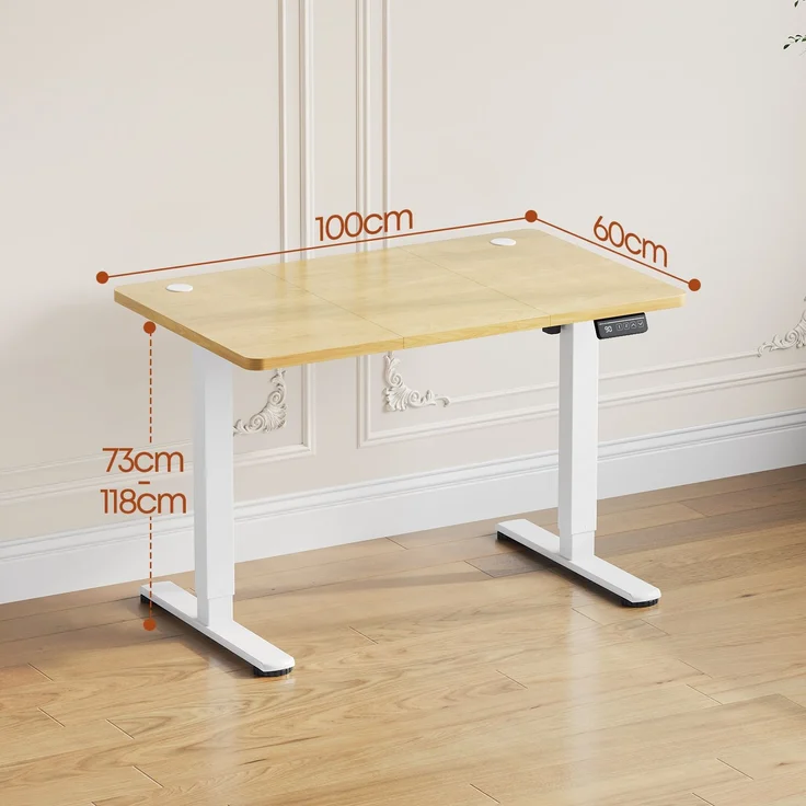 Devoko Hohenverstellbarer Schreibtisch Holzwerkstoff Beige 100 x 60 x 73-118 cm – Bild 8