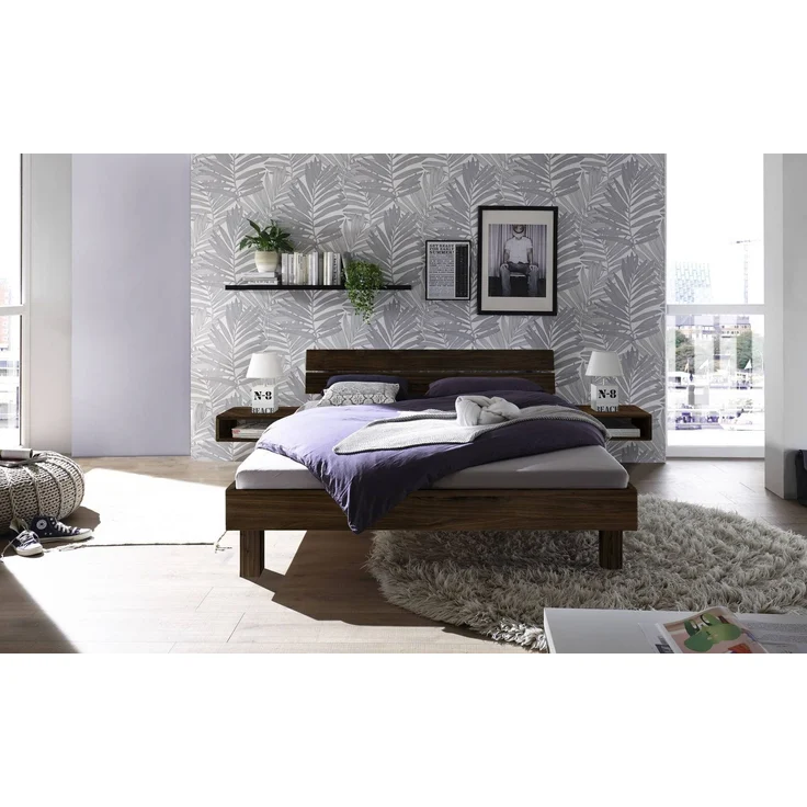 Hasena Massivholzbett Prato Nussbaum geölt, Trento 160x210 cm, Fußhöhe 20 cm – Trento – Bild 2