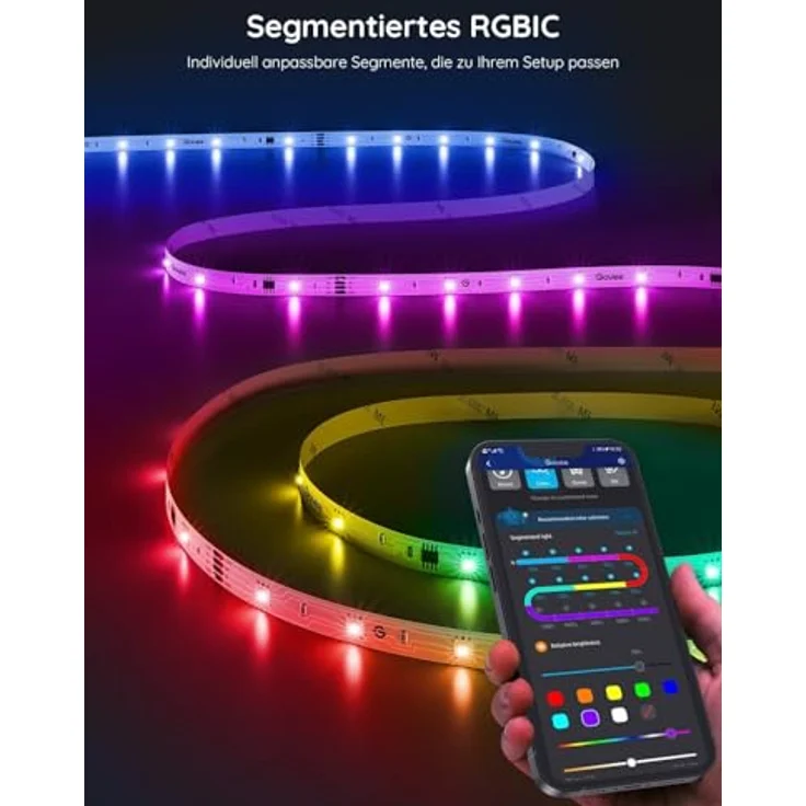 Govee LED Strip 20m, RGBIC LED Streifen mit Segmentcontrol, Musik Sync, 64 Szenenmodi, App-Steuerung, Farbwechsel, 2 Rollen à 10M – Bild 2