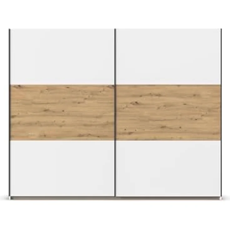 Rauch Möbel Neo, Schwebetürenschrank, Kleiderschrank, Kleiderschränke, Garderobe, Schrank mit Stauraum, 2-türig, Farbe Weiß/Eiche Artisan, 261 x 210 x 59 cm – Bild 8