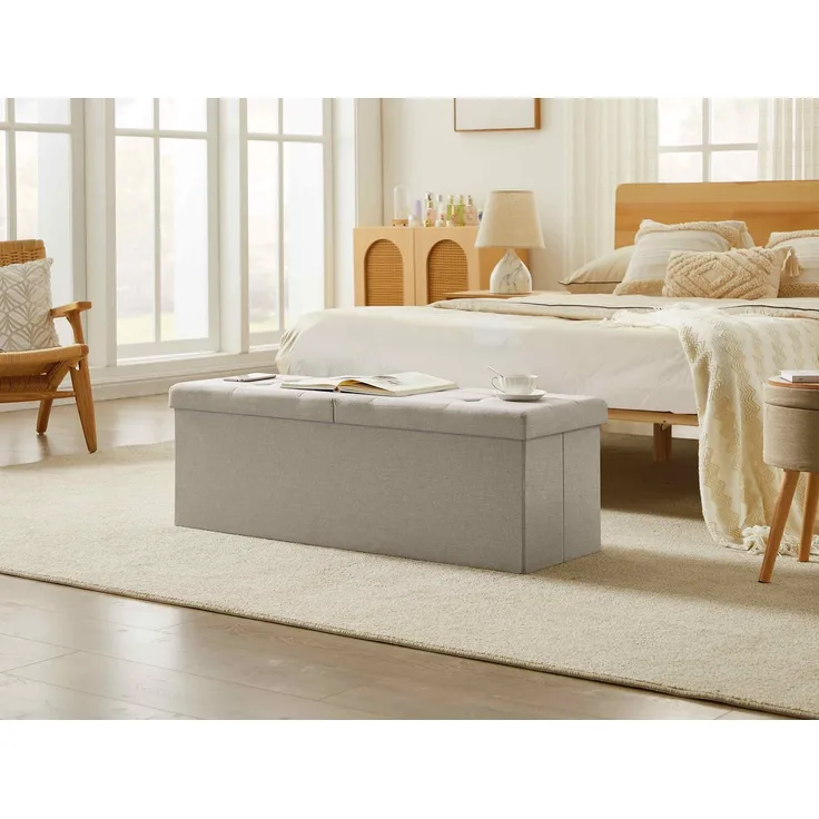 Zedelmaier Sitzbank 114cm mit Stauraum, Sitztruhe,faltbar Aufbewahrungsbox,Fußbank (ZD114-QS), Fußhocker max. Belastbarkeit 300 kg, 120 L, 114x38x38 cm