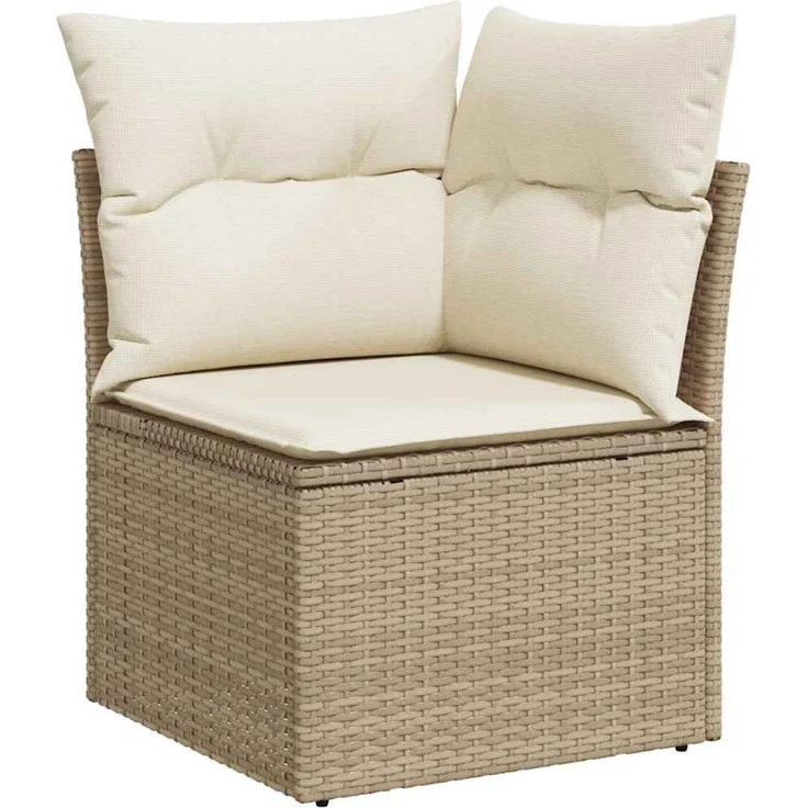 vidaXL 5-tlg. Garten-Sofagarnitur mit Kissen Beige Poly Rattan 3326149 – Bild 4