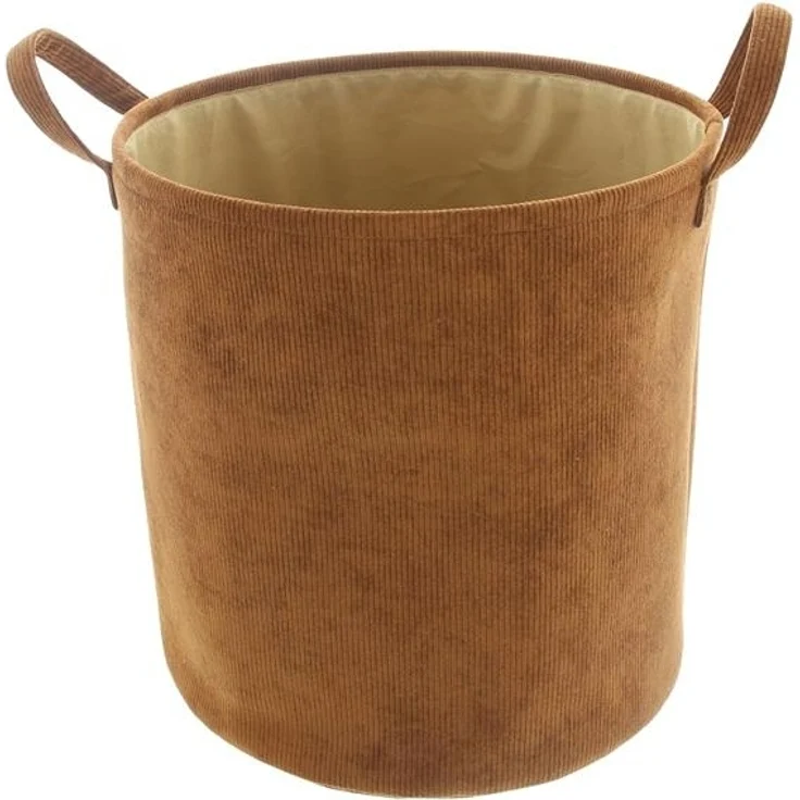 Stoffkorb "Cordsamt" in safran, Ø 40x40 cm, Aufbewahrungskorb, Universalkorb, Wäschekorb, Tragekorb, Spielzeugkorb – Bild 3