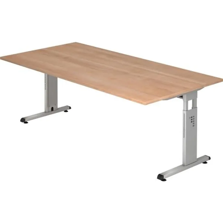 'OS2E' Schreibtisch C-Gestell 200x100 cm Nussbaum / Silber