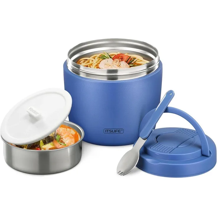 Thermobehälter 970ml Edelstahl Auslaufsicher Thermoschüssel Blau