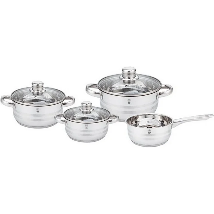 Gustav Voss Topf-Set Kochtopfset NEAPEL Edelstahl Topfset Kochtopf, Edelstahl (Kochset, 7-tlg, 4 Töpfe + 3 Glasdeckel), Induktion Literskala spülmaschinengeeignet – Bild 4
