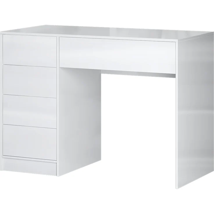 Bellamio 'Livny' Set aus Schreibtisch und Wolkenstuhl, mit 5 Schubladen, beidseitig montierbar, 80x53x110 cm, Computertisch mit Stauraum, Bürotisch mit Push-to-open, geeignet als Schminktisch, weiß hochglanz – Bild 10