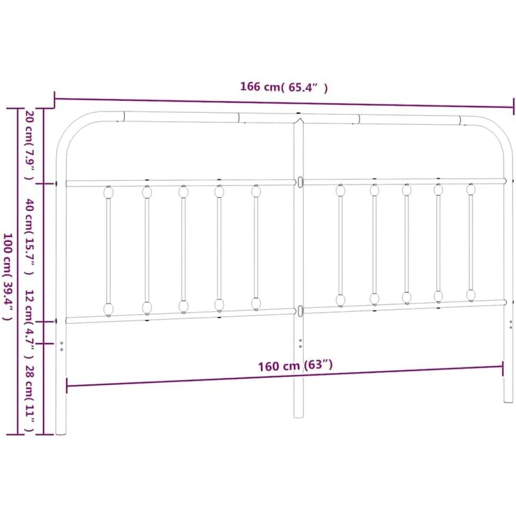 vidaXL Ersatz-Kopfteil Metall Schwarz 160 cm – Bild 3