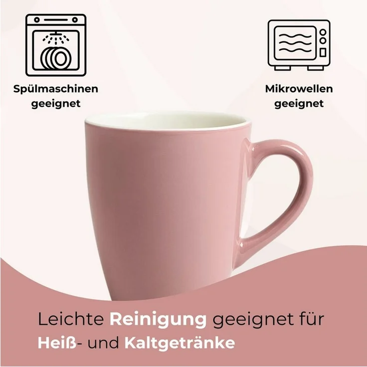 matches21 HOME & HOBBY Tasse Kaffeetassen 4er Set aus Keramik 340ml, Teetassen in Altrosa, 4-tlg, Keramik, Moderne Kaffeebecher Spülmaschinenfest & Mikrowellengeeignet – Bild 3