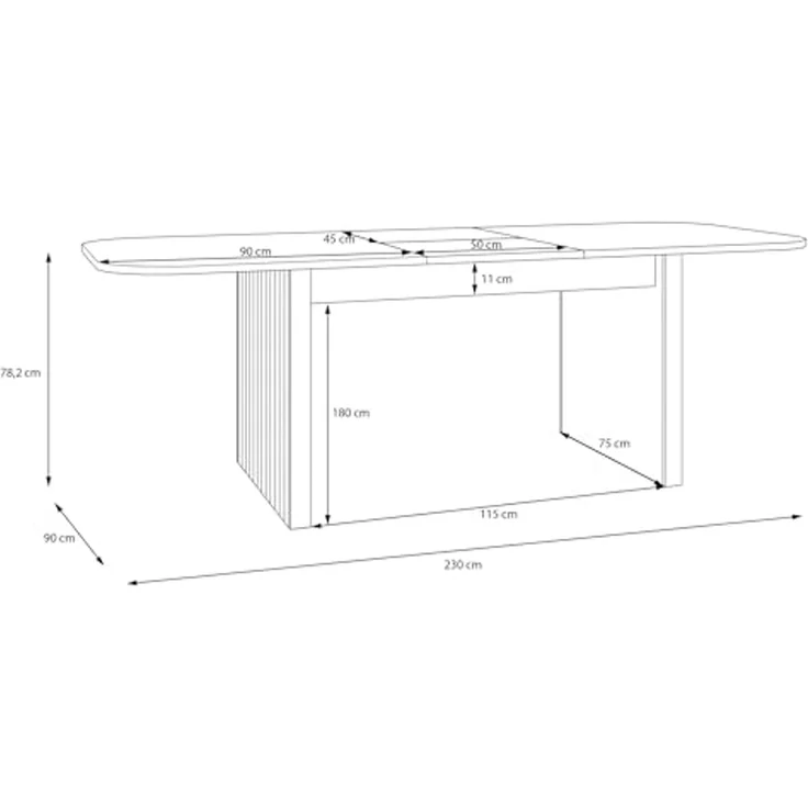 Forte JYTANA Esstisch 180, moderner Esszimmertisch, ausziehbar, Holzwerkstoff, Riva Eiche Holzdekor, 180 cm breit x 76,9 cm hoch x 90 cm tief – Bild 7