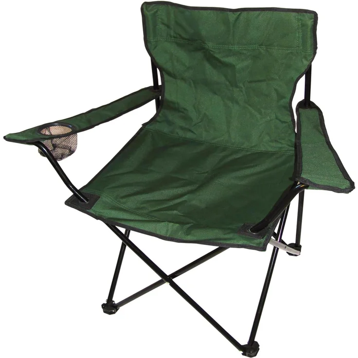 Anglersessel Campingstuhl mit Getränkehalter und Tasche Grün – Bild 4