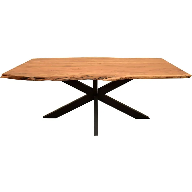 Baumkantentisch Catania - 160 x 90 cm - Akazienholz - Gestell Kreuz-Form