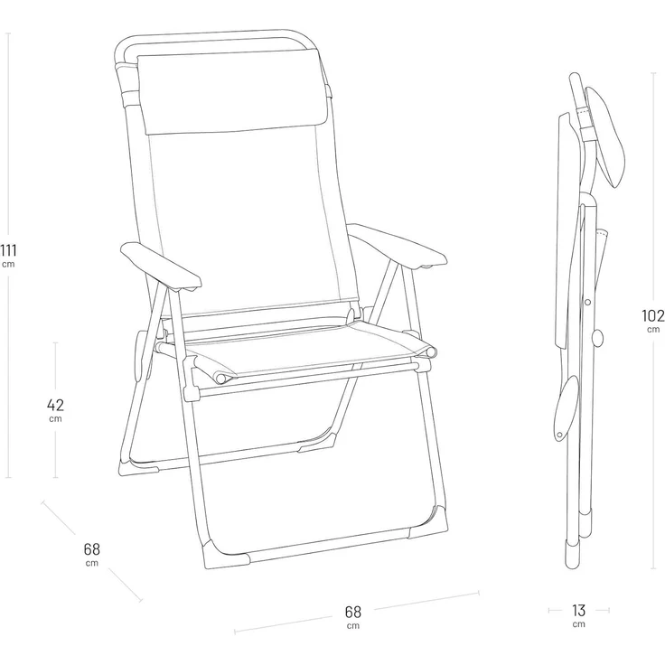 Lafuma Mobilier ALU Stuhl Cham XL, Batyline, Rye II, 67,5 x 68 x 111 cm – Bild 7
