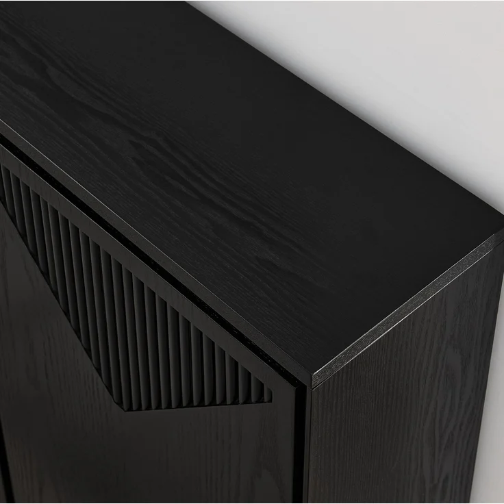 DESVIAE Sideboard Schwarz aus Massivholz/MDF – 109,22x54,94x17,78 cm – V-Rillen, Kabelöffnungen – Bild 6