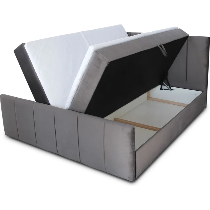 Boxspringbett Star Lux mit Fußteil, 2 Bettkästen und Matratzentopper - Doppelbett mit Topper, Bonell-Matratze, Polsterbett, Bett (Beige (Inari 22), 160 x 200 cm) – Bild 2