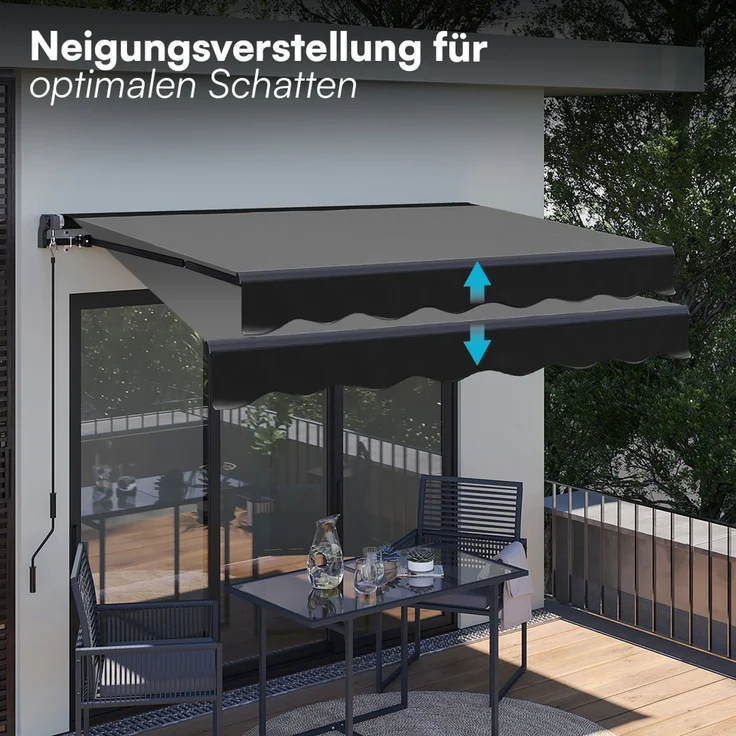 STEELSØN 'Kestria' Gelenkarmmarkise 200x150 cm, anthrazit, wetterfest und blickdicht, Markise mit Aluminium-Kassette und Wandhalterung, Balkonmarkise mit Handkurbel, vormontiert – Bild 5