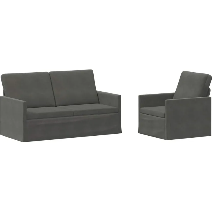 vidaXL Sofa-Set 2 pcs Dunkelgrau Cordstoff 3433249
