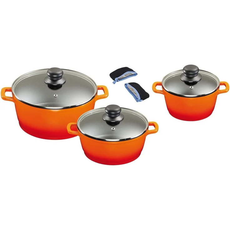 KING Topf-Set, Aluminiumguss (Set, 6-tlg, 1x Kochtopf Ø 16 cm, 1x Kochtopf Ø 24 cm, 1x Kochtopf Ø 20 cm), mit gratis Henkelpads, Induktion – Bild 1