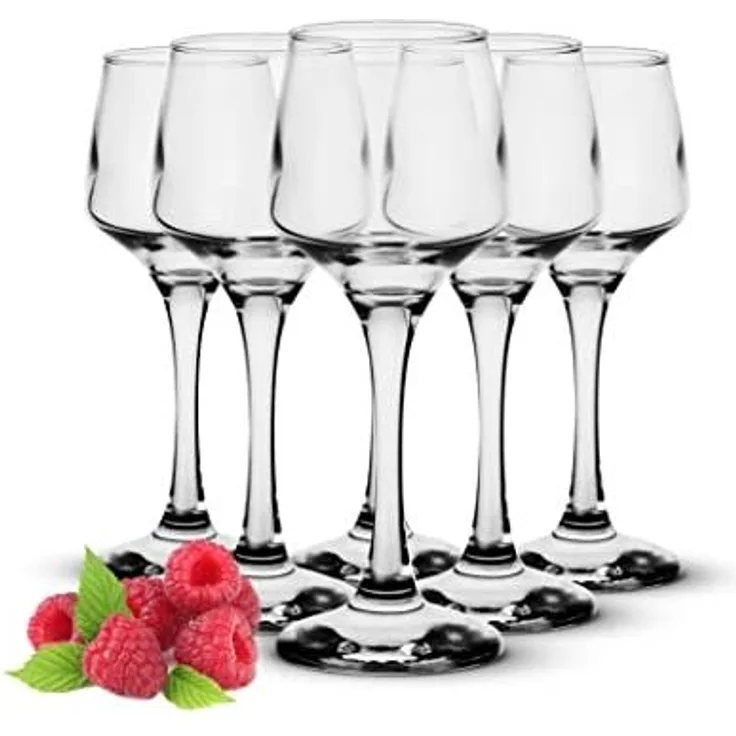 6 klare Schnapsgläser mit Füß Likörgläser Aperitif Shots Stamper Tequilagläser Obstlerglas